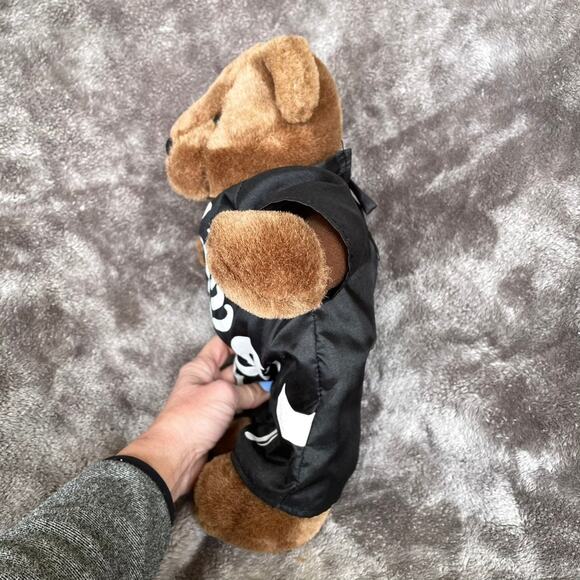 Vintage 1990s y2k Halloween Bear Nylon Skeleton Costume Plush Stuffed Toy - Picture 5 of 13